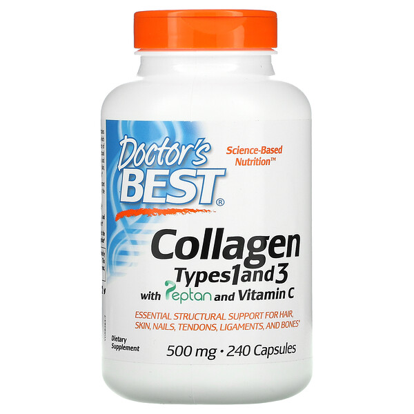 Doctor's Best, Collagen Types 1 and 3 with Vitamin C, 500 mg, 240 Capsules