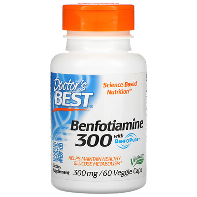 Doctor's Best бенфотиамин с BenfoPure, 300 мг, 60 вегетарианских капсул