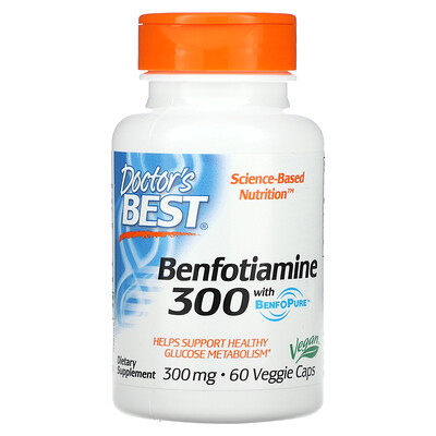 Doctor's Best , Benfotiamine 300 With Benfopure, 300 Mg, 60 Veggie Caps
