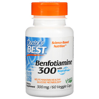 Doctor's Best, Benfotiamine with BenfoPure, Benfotiamin mit BenfoPure, 300 mg, 60 vegetarische Kapseln