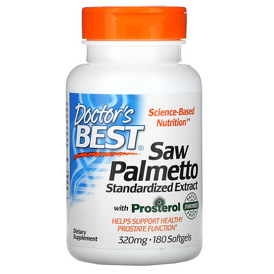 Doctor's Best Saw Palmetto, Standardized Extract, 320 mg, 180 Softgels