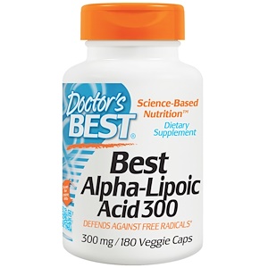 Doctor's Best, Альфа-Липоевая кислота, 300 мг, 180 капсул