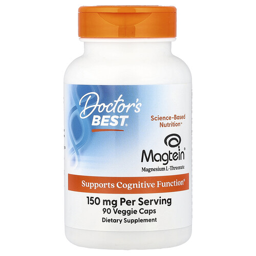 Doctor's Best, Magtein®, L-treonato de magnesio, 90 cápsulas vegetales (50 mg por cápsula)