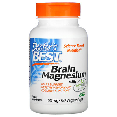 Doctor's Best Магний для мозга, содержит Magtein, 50 мг, 90 вегетарианские капсулы