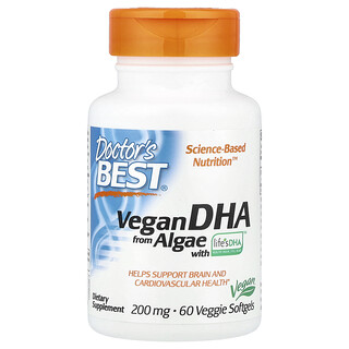 Doctor's Best, Веганска докозахексаенова киселина от водорасли с Life's DHA™, 200 mg, 60 меки капсули на растителна основа