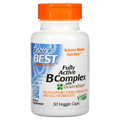 Doctor's Best Комплекс ативных витаминов B с Quatrefolic, 30 растительных капсул