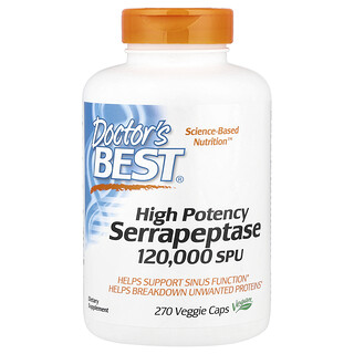 Doctor's Best, Serrapeptase met hoge potentie, 120.000 SPU, 270 Veggie Caps