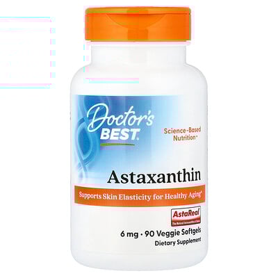 Doctor's Best, Astaxantina, 6 mg, 90 cápsulas blandas vegetales