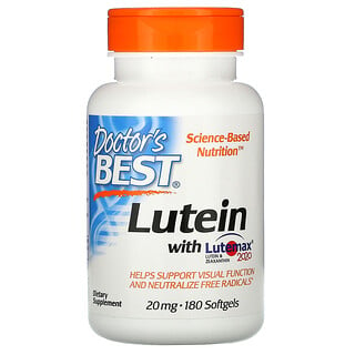 Doctor's Best, Luteína com Lutemax 2020, 20 mg, 180 Cápsulas Softgel