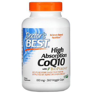 Doctor's Best Легкоусвояемый CoQ10 с BioPerine, 100 мг, 360 вегетарианских капсул
