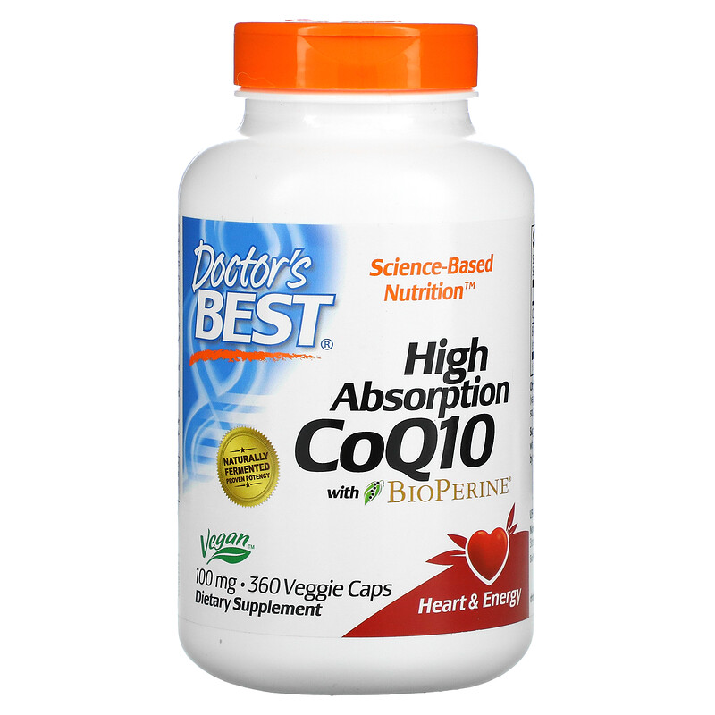 Doctor's Best, High Absorption CoQ10 with BioPerine, 100 mg, 360 Veggie