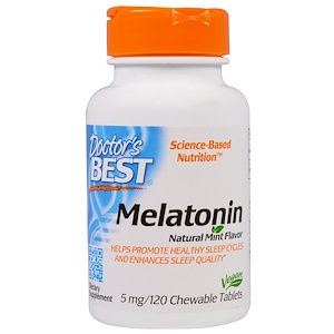 Doctor’s Best, Мелатонин, натуральный аромат мяты, 5 мг, 120 жевательных таблеток инструкция, применение, состав, противопоказания