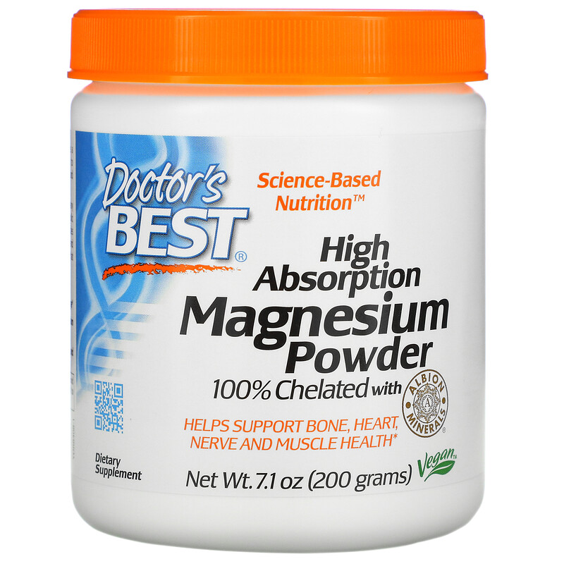 Doctor's Best, High Absorption Magnesium Powder, 100 Chelated with Albion Minerals, 7.1 oz (200