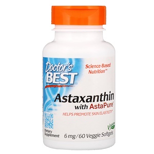 Отзывы о Докторс Бэст, Astaxanthin with AstaPure, 6 mg, 60 Veggie Softgels