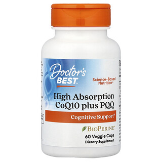 Doctor's Best, CoQ10 cu absorbție ridicată și PQQ, 60 de capsule vegetale
