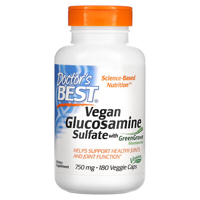 

Doctor's Best веганский глюкозамин сульфат с глюкозамином GreenGrown, 750 мг, 180 вегетарианских капсул