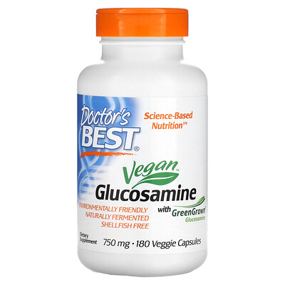 Doctor's Best, Vegan Glucosamine with GreenGrown Glucosamine, 750 mg, 180 Veggie Capsules