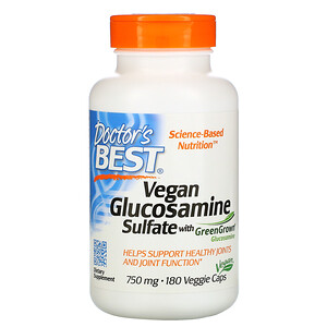 Отзывы о Докторс Бэст, Vegan Glucosamine Sulfate with GreenGrown Glucosamine, 750 mg, 180 Veggie Caps