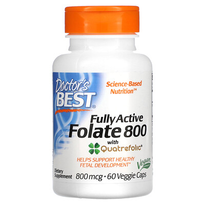 

Doctor's Best Fully Active Folate 800 with Quatrefolic 800 mcg 60 Veggie Caps