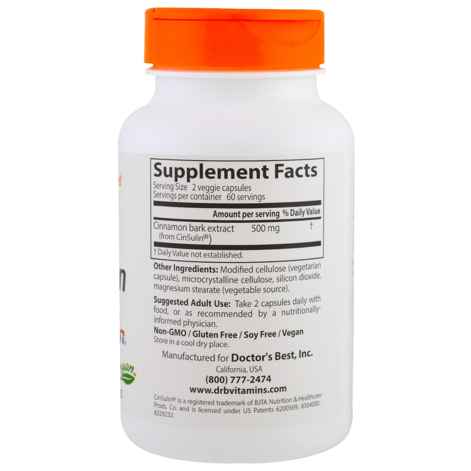 Doctor's Best, Cinnamon Extract with CinSulin, 250 mg , 120 Veggie Caps