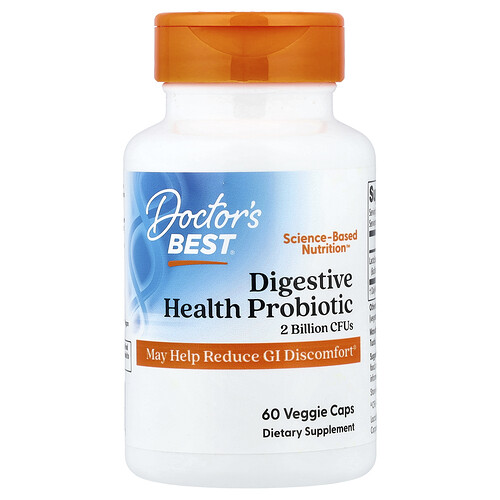 Doctor's Best Digestive Health Probiotic, 133 mg (2 Billion CFUs), 60 Veggie Caps