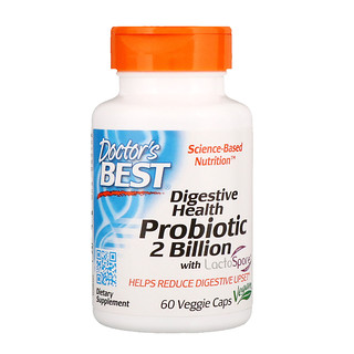 Doctor's Best, Пробиотик для пищеварительной системы с препаратом "ЛактоСпоры", 2 миллиарда КОЕ, 60 капсул в растительной оболочке