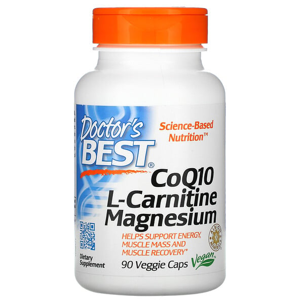 Doctor's Best, CoQ10 L-Carnitine Magnésium, 90 comprimés végétariens