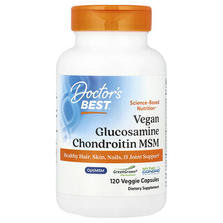 Doctor's Best, Vegan Glucosamine Chondroitin MSM, veganes Glucosamin-Chondroitin-MSM, 120 pflanzliche Kapseln