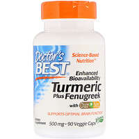 Enhanced Bioavailability Turmeric Plus Fenugreek, 500 mg, 90 Veggie Caps - изображение