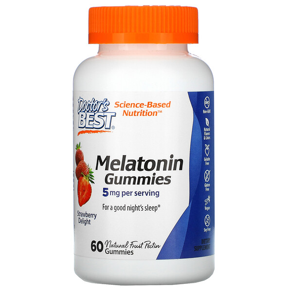 Doctor's Best, Melatonin Gummies, Strawberry Delight, 5 mg, 60 Gummies