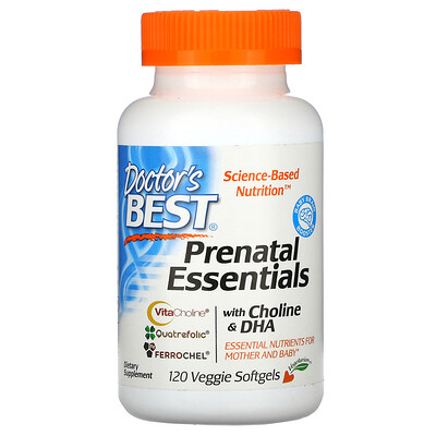 Doctor's Best Prenatal Essentials, с холином и ДГК, 120 растительных мягких таблеток
