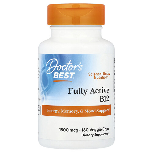Doctor's Best, Fully Active B12, Vitamin B12, 1.500 mcg, 180 vegetarische Kapseln