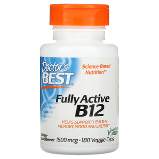 Doctor's Best, Vitamine B12 entièrement active, 1500 µg, 180 capsules végétariennes