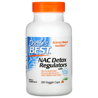 Doctor's Best, N-ацетилцистеин (NAC) для регуляции процесса детоксикации, 180 растительных капсул