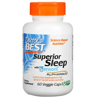 Doctor's Best, Superior Sleep with Sensoril AlphaWave, 60 Veggie Caps