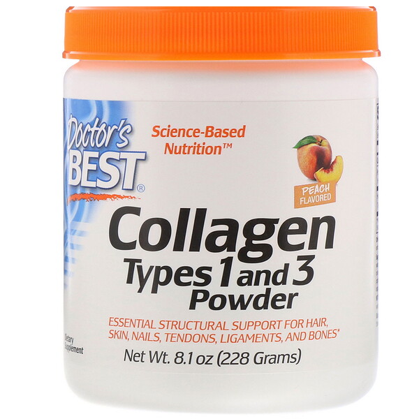 Doctor's Best, Collagen Types 1 and 3 Powder, Peach Flavored, 8.1 oz ...