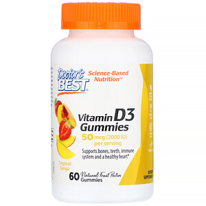 Отзывы о Докторс Бэст, Vitamin D3 Gummies, Tropical Tango, 50 mcg (2,000 IU), 60 Gummies