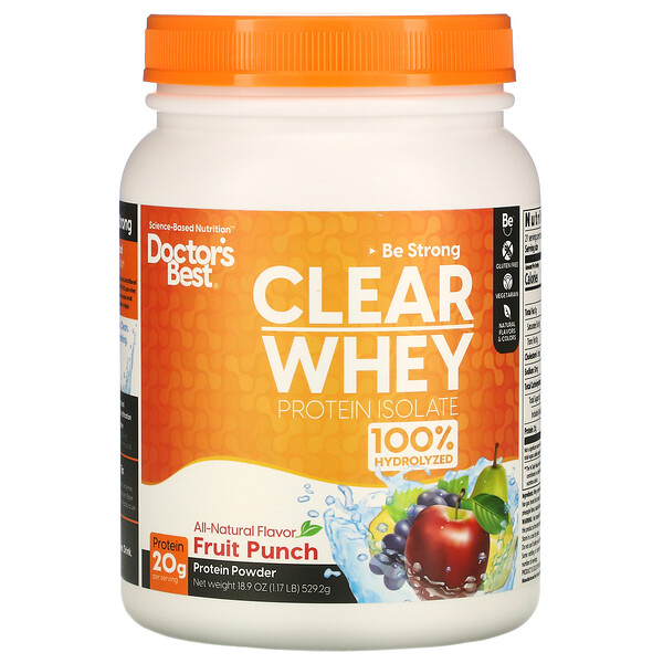 Doctor's Best, Clear Whey Protein Isolate, Fruit Punch, 1.17 lb (529.2 g)