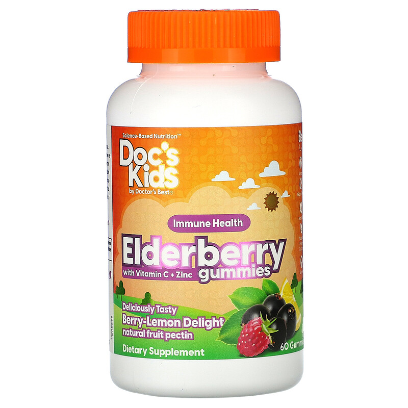 Doctor's Best, Doc's Kids, Elderberry Gummies with Vitamin C + Zinc