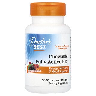 Doctor's Best, Chewable Fully Active B12, Mixed Berries , 5,000 mcg, 60 Tablets