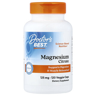 Doctor's Best, Magnesiumcitraat, 125 mg, 120 vegetarische capsules