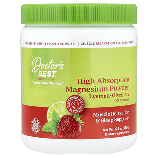 Doctor's Best, Polvo de magnesio de alta absorción, lima de fresa, 350 g (12,5 oz)