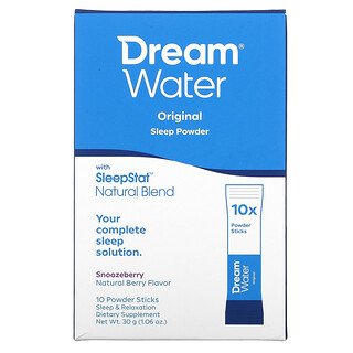 Dream Water, Polvo para Dormir, Baya Dormilona (Mezcla de Arándanos y Granada), 10 Sobres, 3 g Cada uno