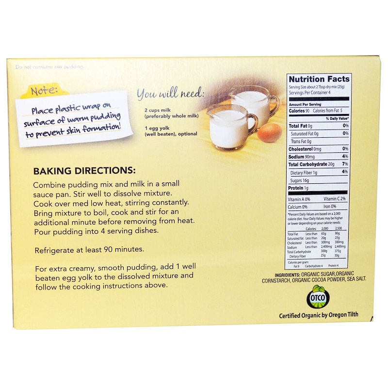 European Gourmet Bakery, Organics, Cooked Pudding & Pie Filling Mix