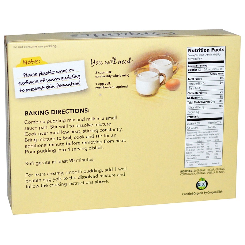 European Gourmet Bakery, Organics, Cooked Pudding and Pie Filling Mix, Vanilla, 3.5 oz (99 g