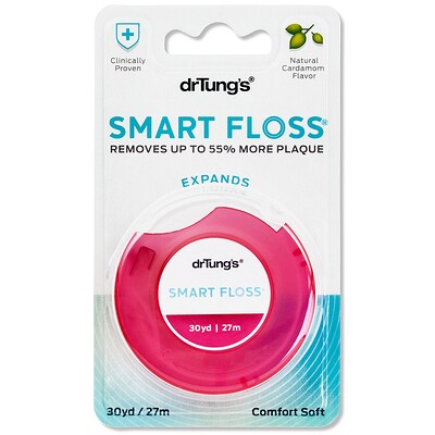 Dr. Tung's Smart Floss, зубная нить, натуральный ароматизатор кардамона, 27 м (30 ярдов)