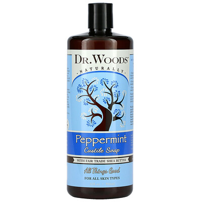Dr. Woods Кастильское мыло с перечной мятой и маслом ши, приобретенным по принципу справедливой торговли, 946 мл (32 жидк. Унции)