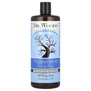 Dr. Woods, Sapone di Castiglia alla menta con burro di karité del commercio equo e solidale, 946 ml