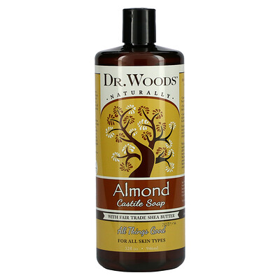 Dr. Woods Миндальное кастильское мыло с маслом ши (закупается с учетом принципов справедливой торговли), 946 мл (32 жидких унции)