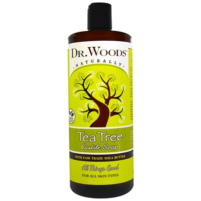 Dr. Woods Кастильское мыло, чайное дерево и масло ши (ингредиент справедливой торговли), 946 мл (32 жидких унции)